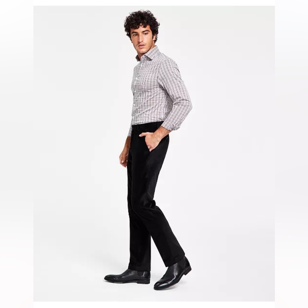 Men's Slim-Fit Velvet Dress Pants